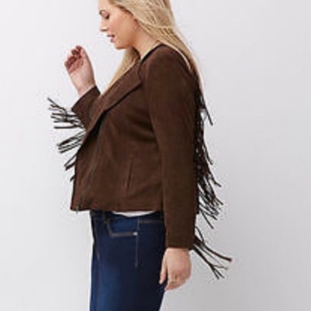 Lane Bryant Fringe Jacket NWT $120 MSRP. Brown. Open front - Picture 7 of 11